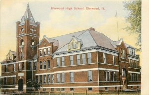 Vintage Postcard; Elmwood High School, Elmwood IL, Peoria County, Wheelock