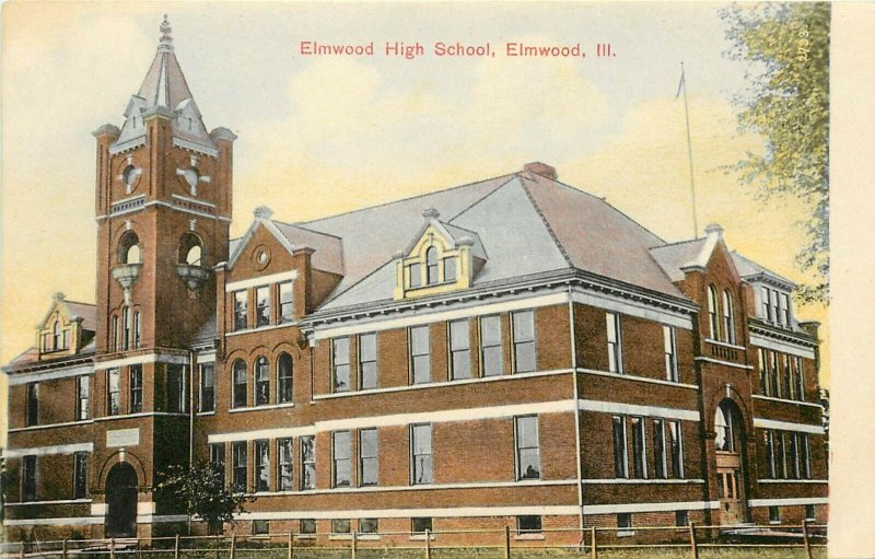 Vintage Postcard; Elmwood High School, Elmwood IL, Peoria County, Wheelock