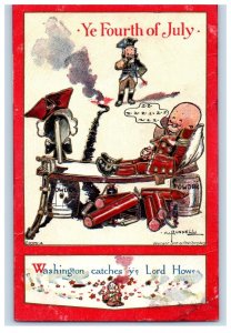 1910 4th July Independence Day Fireworks Revolutionary War British Postcard 