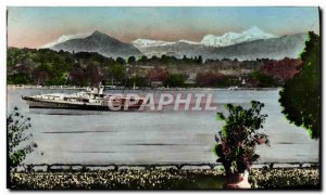 Modern Postcard Geneva Lake Leman and Mont Blanc seen from the gardens of the...