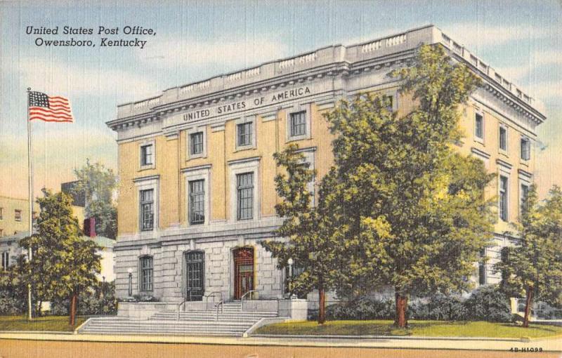 Owensboro Kentucky Post Office Street View Antique Postcard K58195