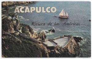 Acapulco Mexico La Quebrada Sailboat Riviera de las Americas Chrome Postcard
