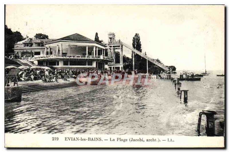 Old Postcard Evian les Bains Beach