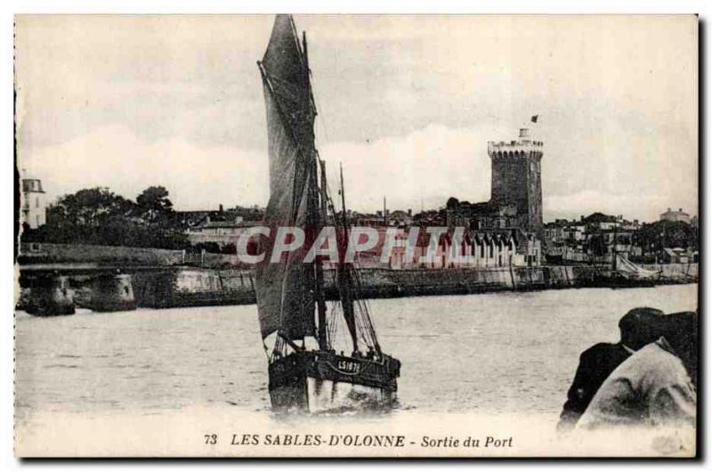 Sables d & # 39olonne Old Postcard output port (boat)