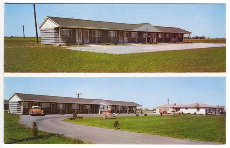 Paulding OH Clearview Motel Old Cars Soda Machine Split View Lodging Postcard