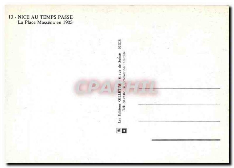 Postcard Modern Nice Place Massena in 1905