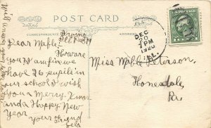 MERRY CHRISTMAS 1920 Postcard Sunrise Snow Pine Trees