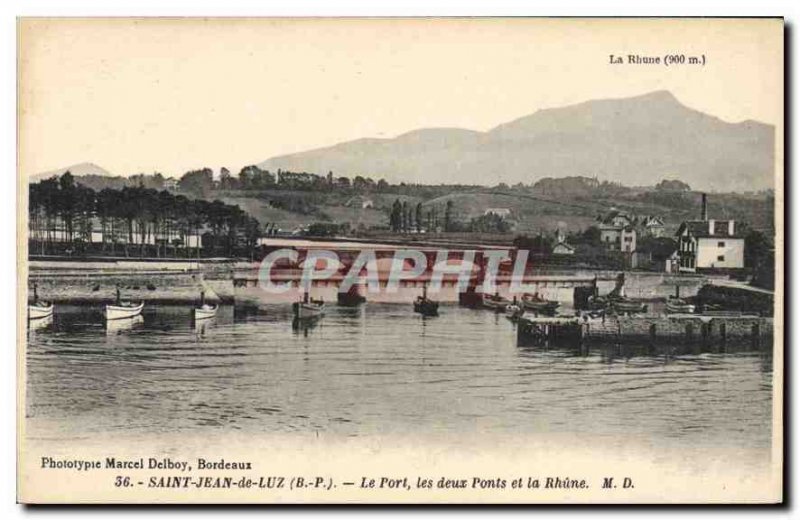 Old Postcard Saint Jean de Luz Port both Bridges and Rhune