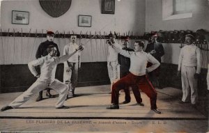 France Les Plaisirs de la Caserne men fencing antique pc ZD549922