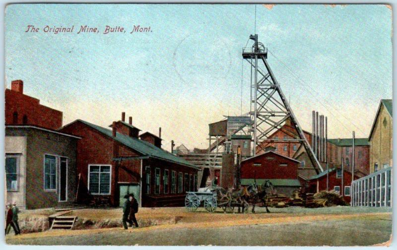 BUTTE, Montana  MT    THE ORIGINAL MINE  1912   Postcard