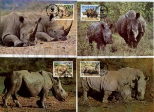 491276 Swaziland rhinos 1987 year WWF set of First Day maximum cards