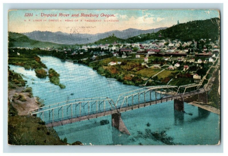 Circa 1910 Umpqua River & Roseburg, Oregon Vintage Postcard P15 