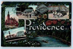 1908 Greetings From Providence Multiview Rhode Island RI Correspondence Postcard