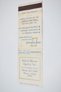 Hall and Marose Agency Inc Warsaw Indiana 20 Strike Matchbook Cover