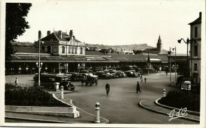 france, VICHY, La Gare, Railway Station, Bus Car (1930s) RPPC Postcard