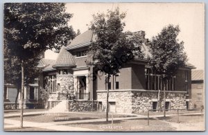 K49/ Charlotte Michigan RPPC Postcard c1910 Carnegie Library Building 46
