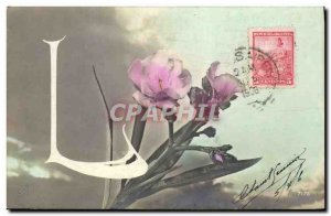 Old Postcard Fantasy Flowers Letters Letter L
