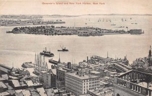 New York City New York Governor's Island and Harbor Vintage Postcard U43