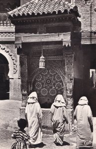 Fes La Fontaine Nejjarine Vintage Real Photo Morocco Postcard