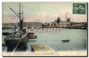 Postcard Old Marseille Bassin de la Joliette and the Cathedral
