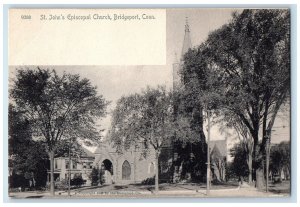 c1905 St. John's Episcopal Church Building Tower Roadside Bridgeport CT Postcard 