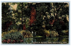 1912 Scene Snyder Park River Lake Trees Exterior Plant Springfield Ohio Postcard