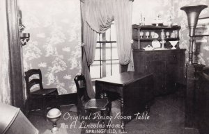 RP; SPRINGFIELD, Illinois, 20-40 Original Dining Room Table In A. Lincoln's Home