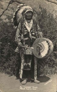 Joe Cherepee Tafoya Native American Indian Drum Pueblo Chief Real Photo Postcard