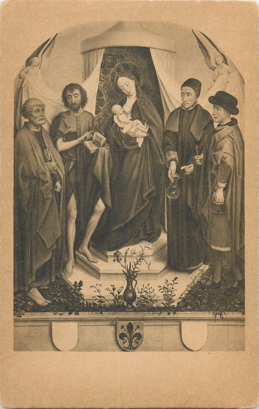 Religion roger van der weyden maria mit den kinde und die petrus  Postcard