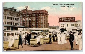 Rolling Chais on Boardwalk Atlantic CIty New Jersey NJ DB Postcard W11