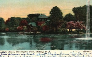 Lake House Washington Park Urban Parkland Albany New York Antique Postcard 1908