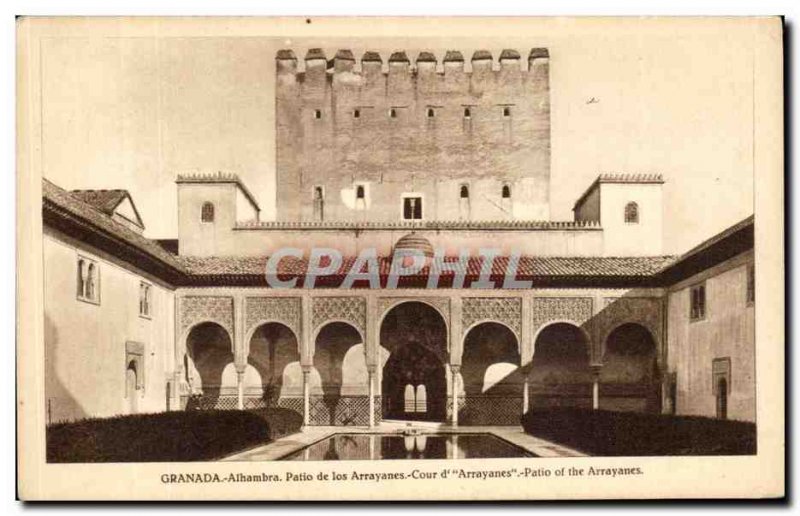 Old Postcard Athambra Granada Patio de los Arrayanes Court of the Arrayanes P...