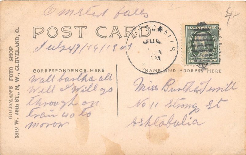 F66/ Olmsted Falls Ohio RPPC Postcard c1910 Rocky Stream Scene
