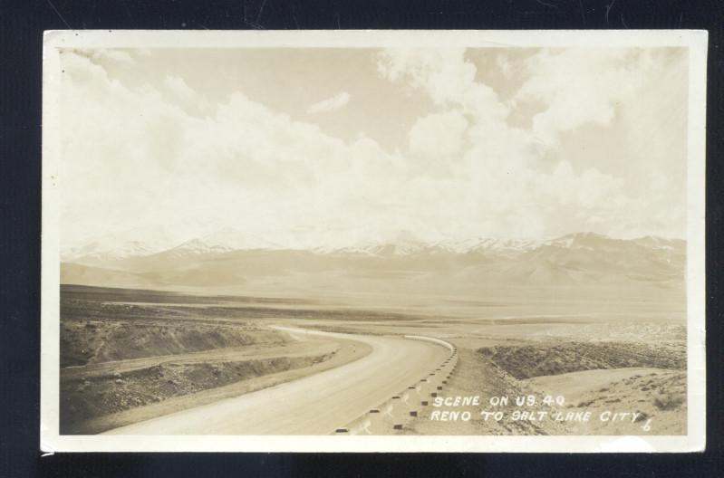 RPPC RENO NEVADA HIGHWAY 40 TO SALT LAKE CITY UTAH VINTAGE REAL PHOTO POSTCARD