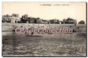 Old Postcard Criel Plage beach at low tide