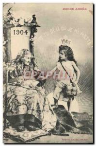 Old Postcard Fantasy Child Happy New Year Old Woman