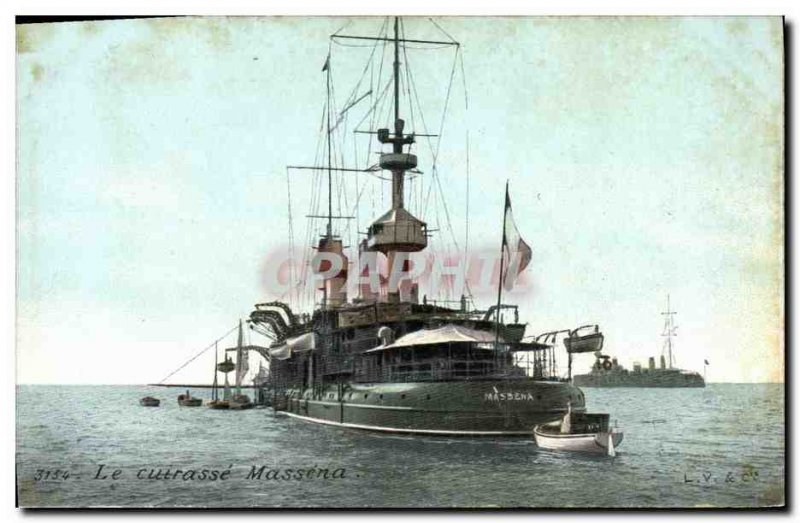 Postcard Old Boat Massena Breastplate of squadron