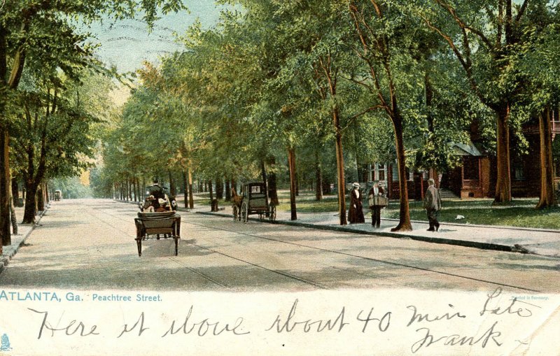 GA - Atlanta. Peachtree Street circa 1906       (crease in card)