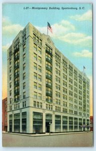 SPARTANBURG, South Carolina SC  ~ MONTGOMERY BUILDING ca 1940s Linen  Postcard