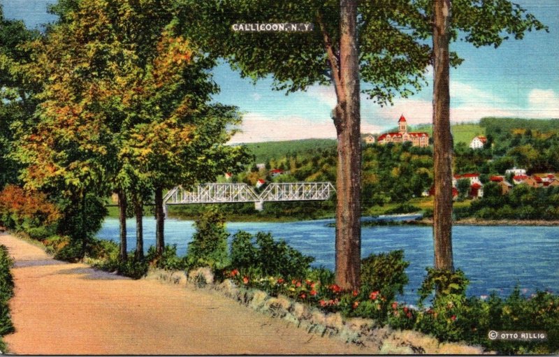 New York Callicoon River Front 1946 Curteich