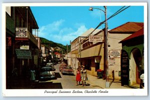 Virgin Islands US Postcard Principal Business Section Charlotte Amalie c1950's
