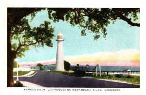 Postcard LIGHTHOUSE SCENE Biloxi Mississippi MS AR7238