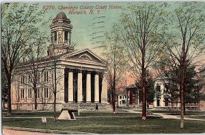 Postcard COURT HOUSE SCENE Norwich New York NY AI3388