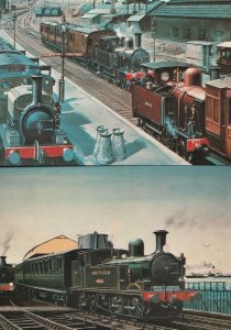 Southern Railway Isle Of Wight Train at Newport Ryde 2x Painting Postcard s