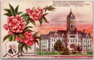 1911 Washington State Building State Of Flower Rhododendron Posted Postcard