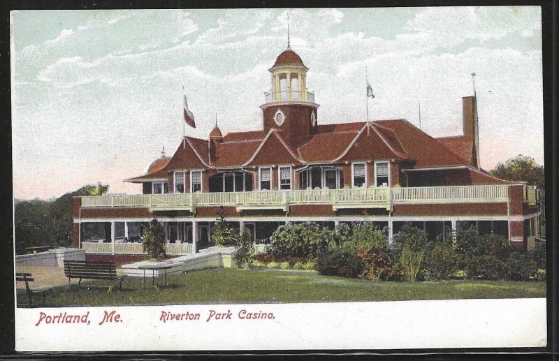 Riverton Park Casino, Portland, Maine, Very Early Postcard, Unused