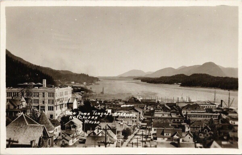 Ketchikan Alaska Tongass Narrows Necman Wharf Unused RPPC Postcard F48