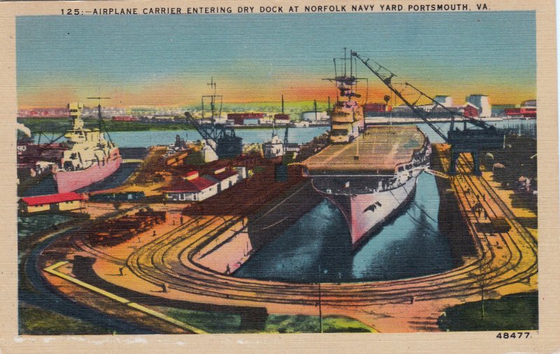 P1753 vintage Virginia VA Portsmouth Norfolk Navy Yard Dry Dock aircraft carrier