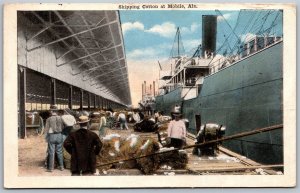 Vtg Mobile Alabama AL Shipping Cotton Bales Dock Steamer Ship Cargo Postcard