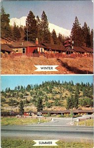 Golden Spur Motel Winter Summer Mt Shasta US 99 Top O' California Postcard